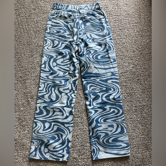 Shein Wave Pattern Blue Jeans - Picture 2 of 3